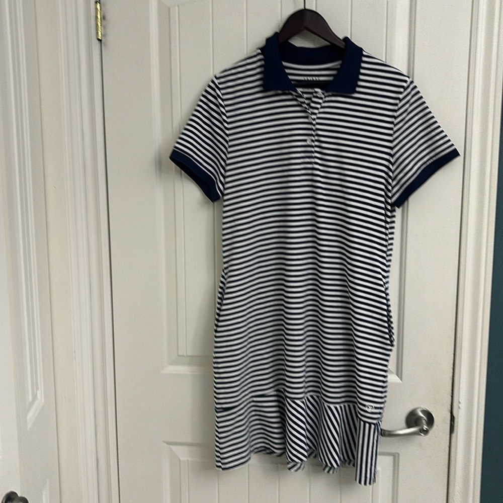 TRIBAL Striped Polo Dress with Ruffle
